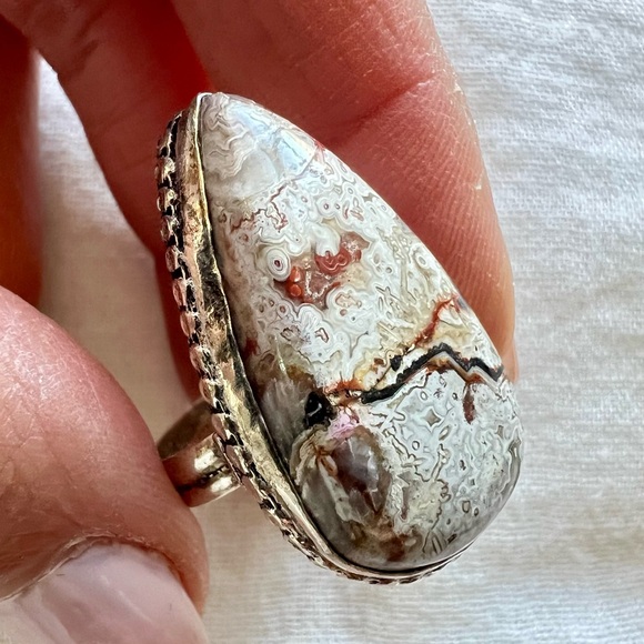 925 Playful Crazy Lace Agate Ring 6 - Picture 5 of 10